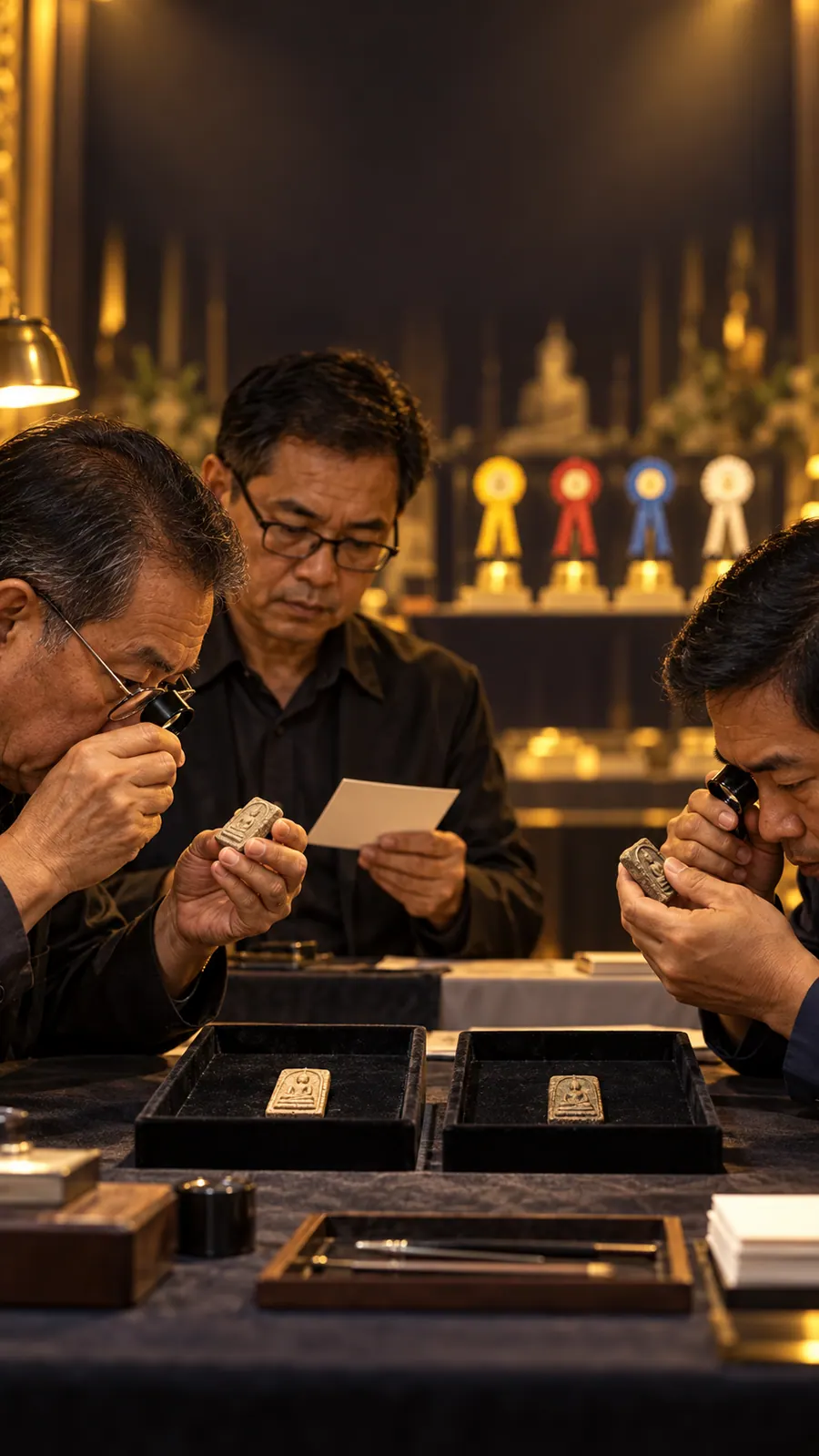 Original judging illustration: entries within one category may be compared for mould detail, completeness, surface and wear. Actual standards depend on the event and its judges.