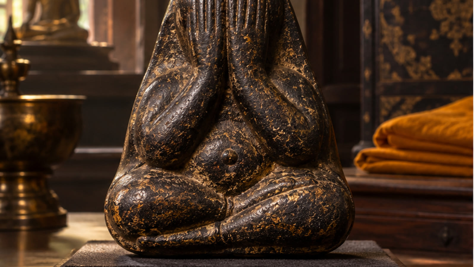 Phra Pidta: covering the eyes is restraint, not fear